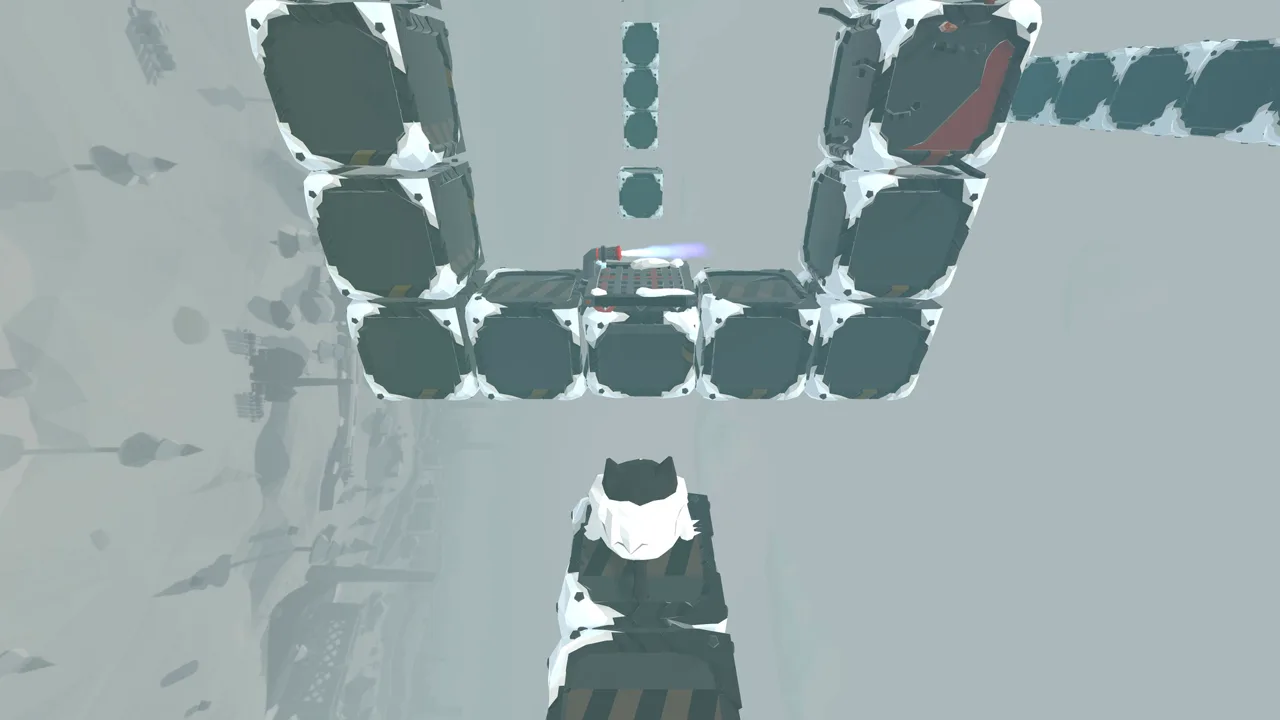 A heater and crumbling blocks in the frozen biome