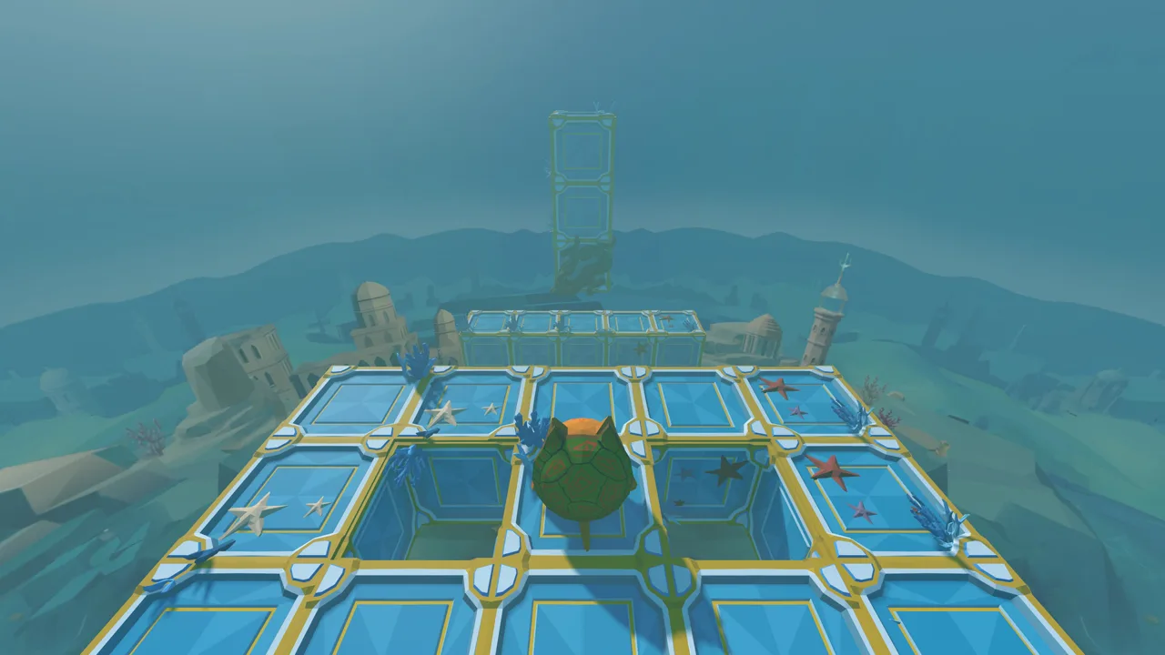 A glass platform above a sunken city in Atlantis